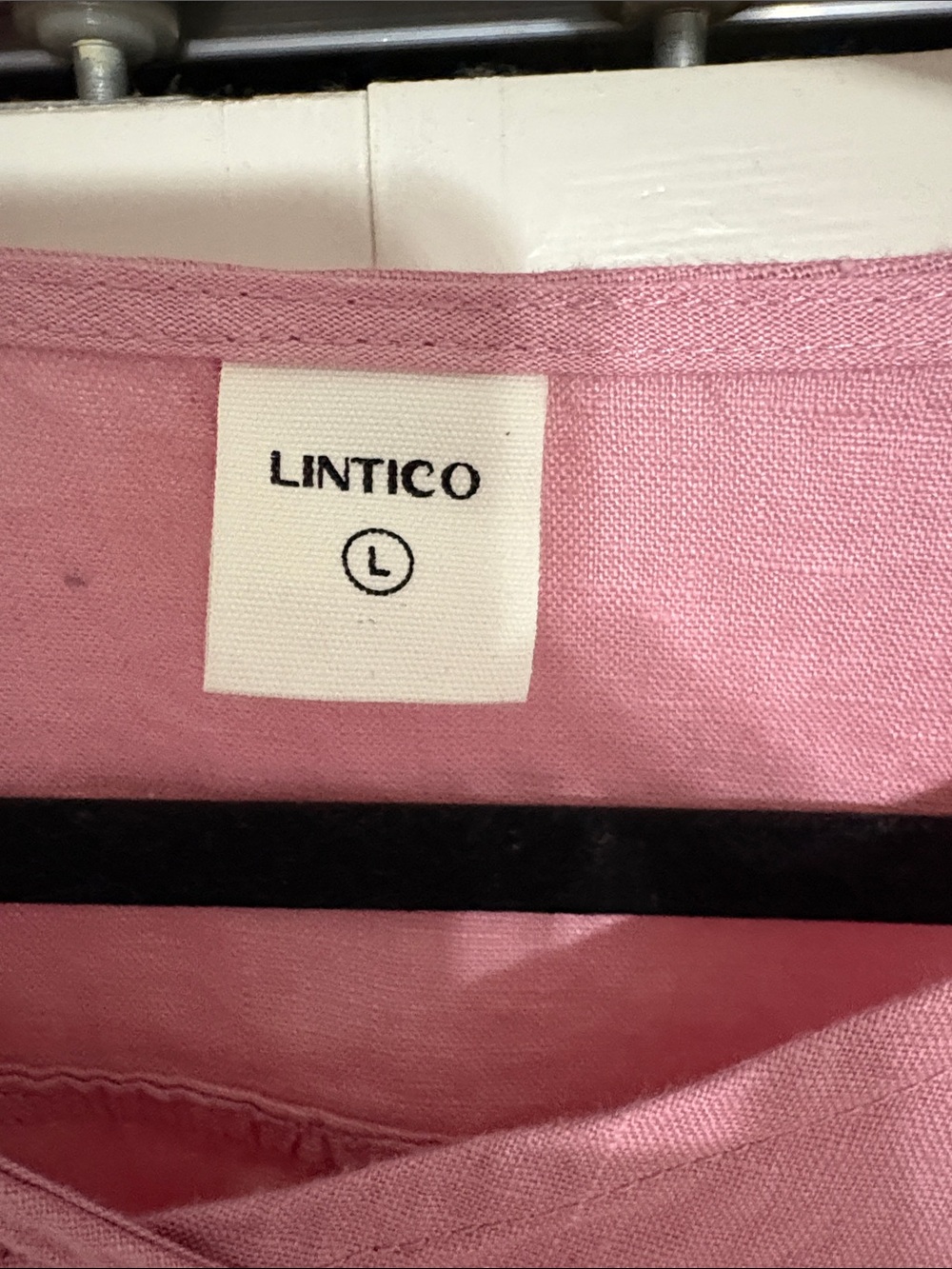 LINTICO 100% Linen A-Line Drawstring Waist Midi Dress Pastel Pink Size L - Picture 2 of 4